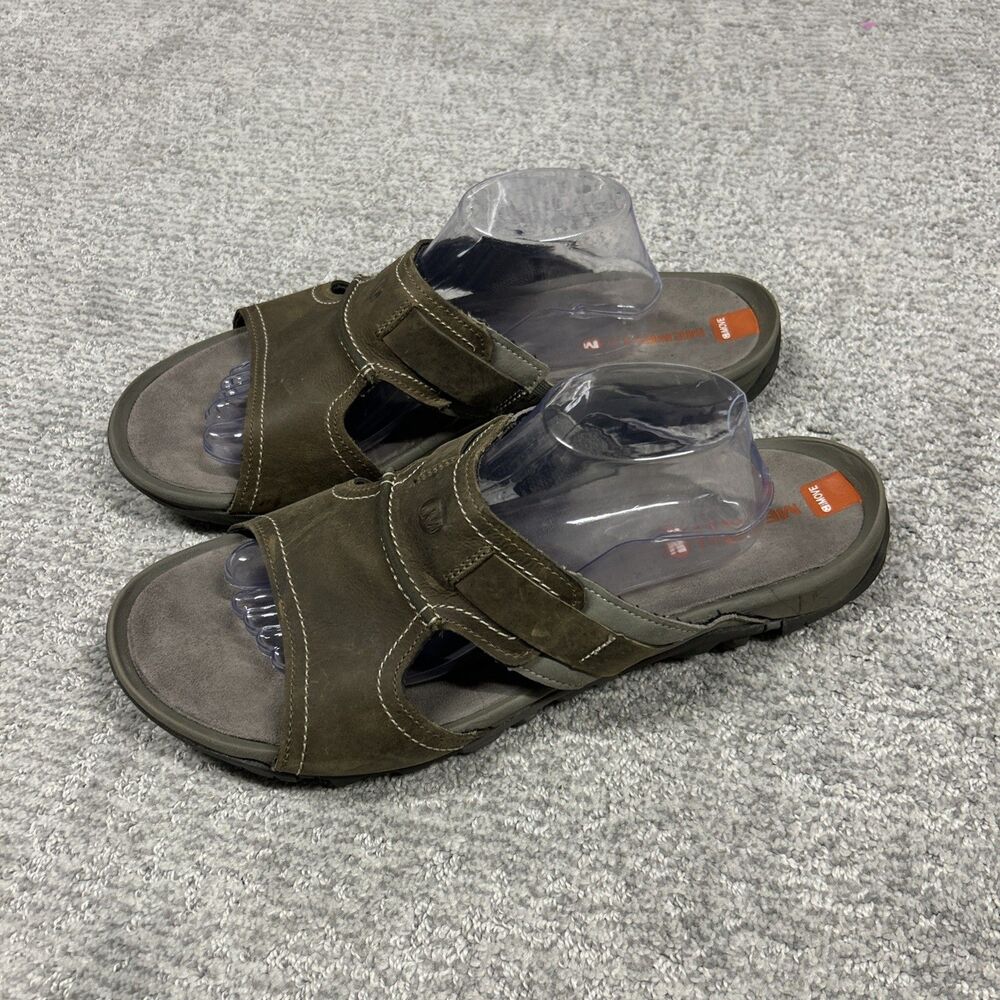 Merrell Slides Sandals Mens 13 Brown Green Comfort Telluride Move